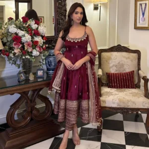 Women's Maroon Anarkali Suit