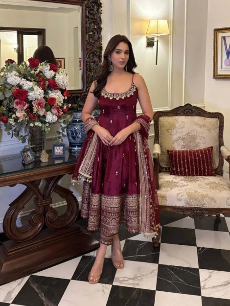 Maroon Anarkali Suit Set 1