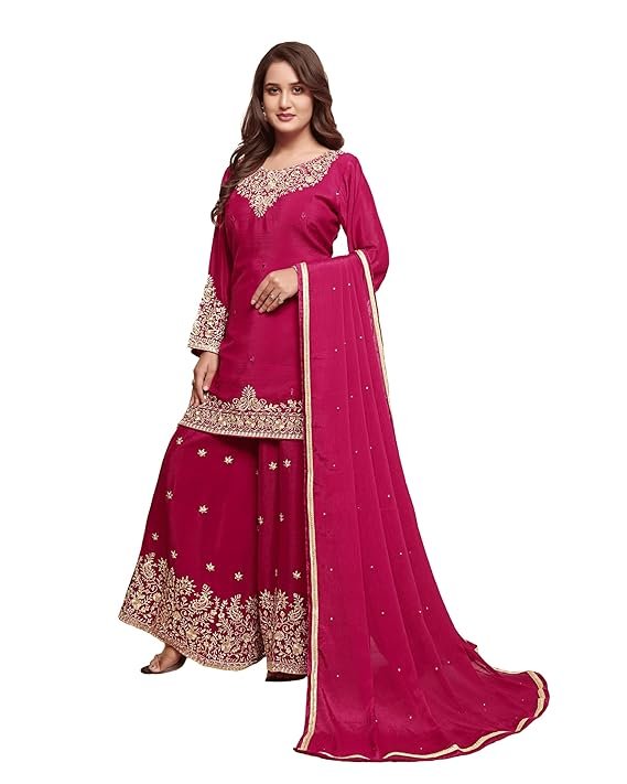 Heavy Chinnon Silk Mirror Work Ready-to-Wear Suit - Image 2
