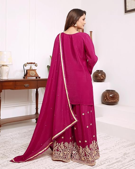 Heavy Chinnon Silk Mirror Work Ready-to-Wear Suit - Image 4