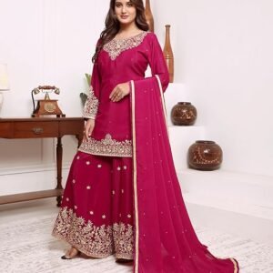 Heavy Chinnon Silk Mirror Work Ready-to-Wear Suit