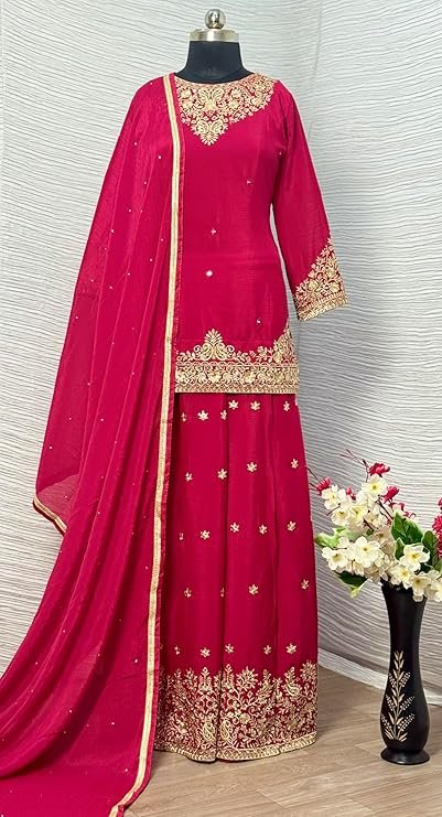 Heavy Chinnon Silk Mirror Work Ready-to-Wear Suit - Image 5