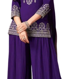 Women's Embroidered Georgette Sharara Suit